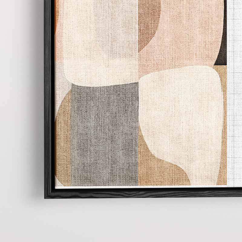 Minimalistische Abstractie in Aardetinten – staand kunstwerk voor modern interieur