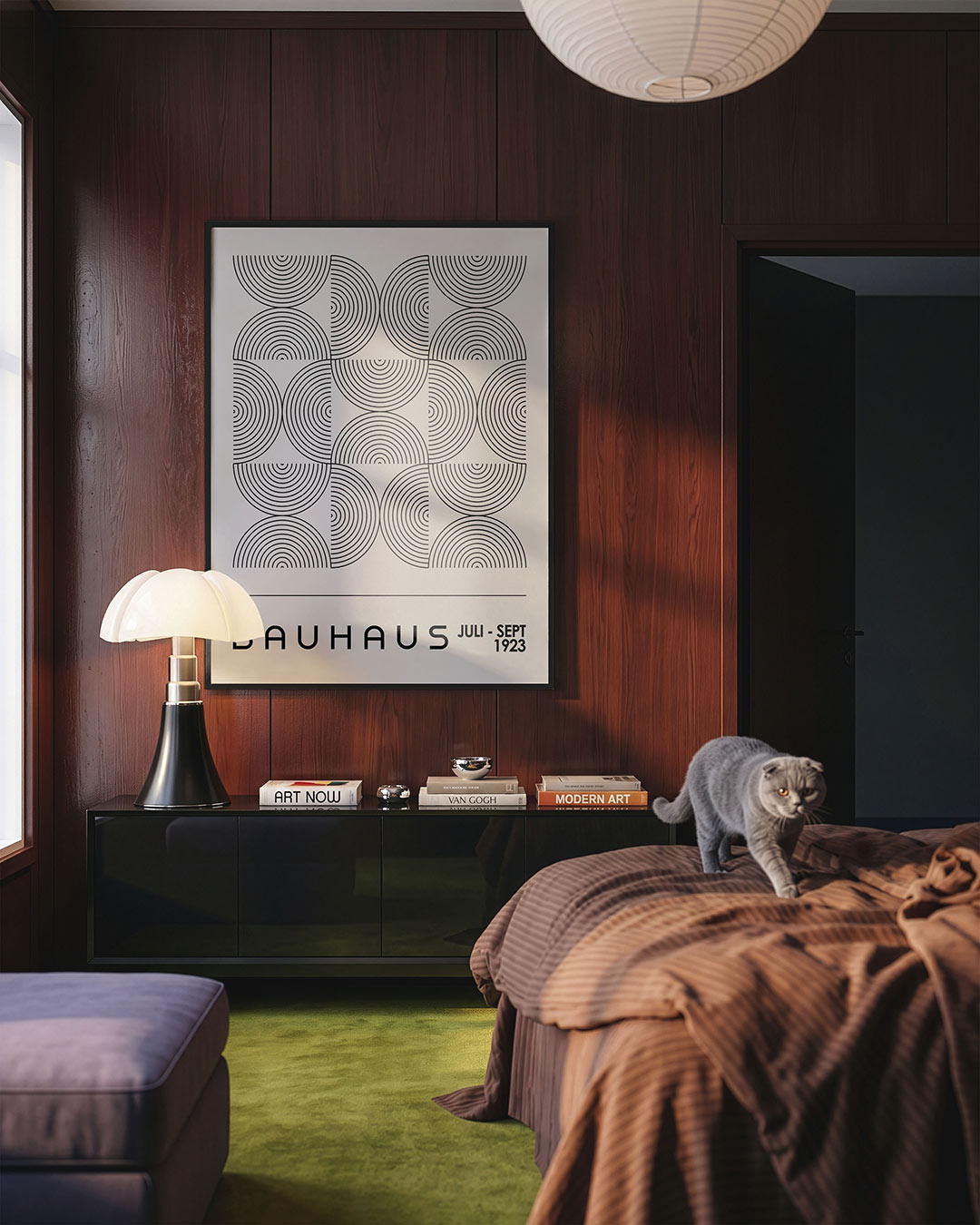 Cirkelpatroon lijnen – geometrische Bauhaus poster in staand formaat