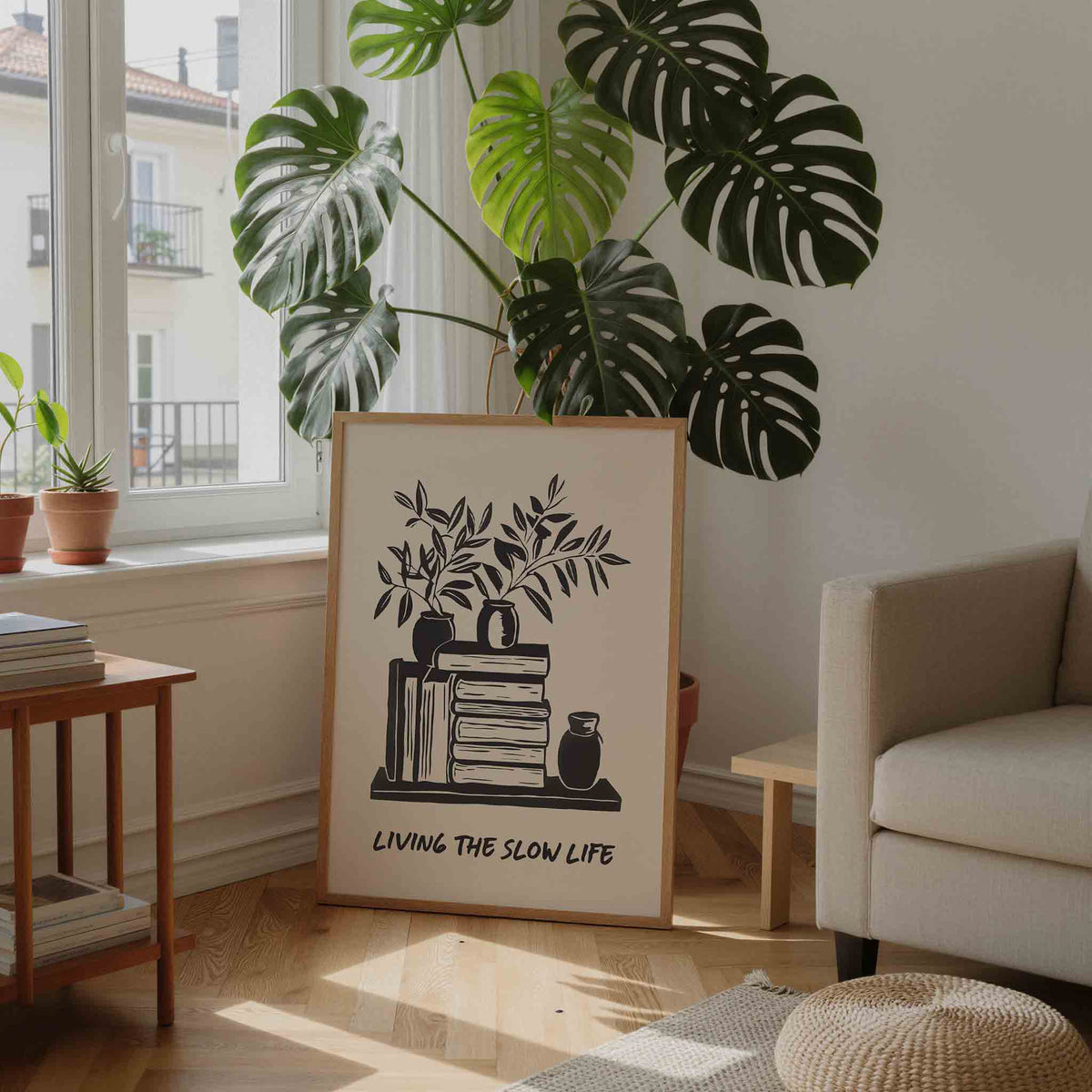 Planten en boeken – moderne illustratie als portret poster