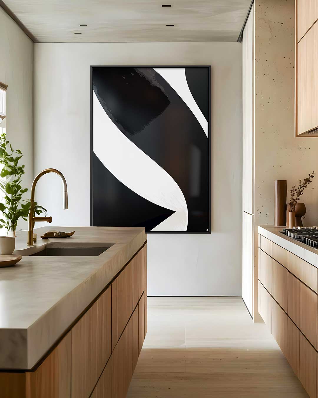 Elegantie in Zwart en Wit – dibond wanddecoratie in staand formaat