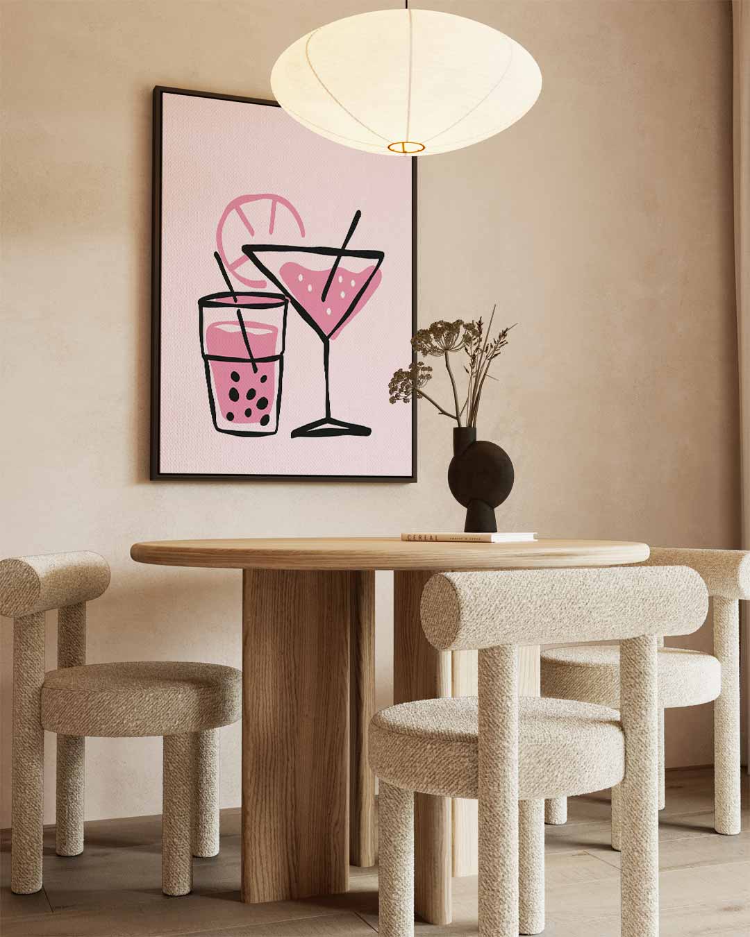 Verfrissende Cocktail Illustratie – canvas wanddecoratie in portret formaat
