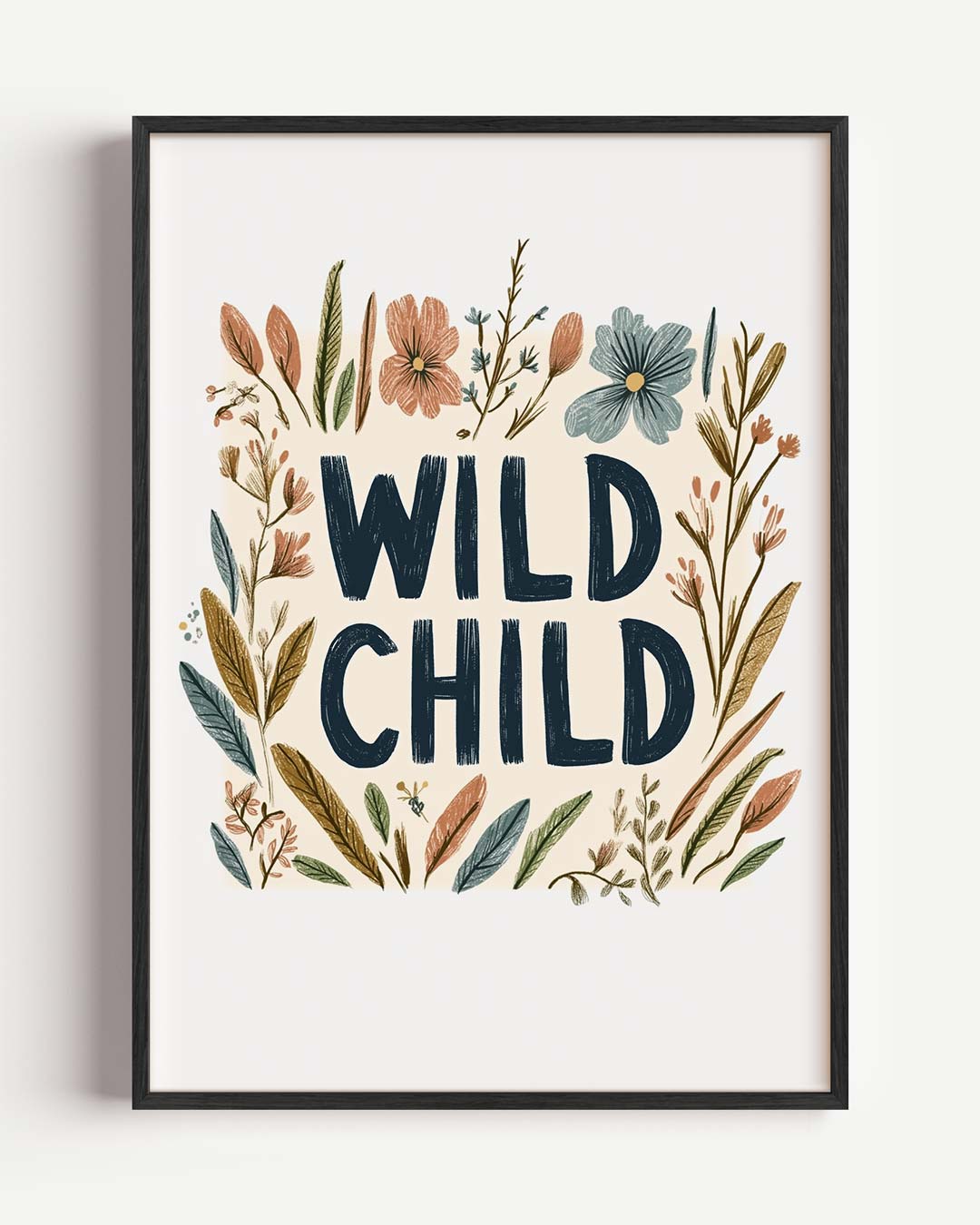 Wild Child Bloemenposter – kids portret poster als wanddecoratie