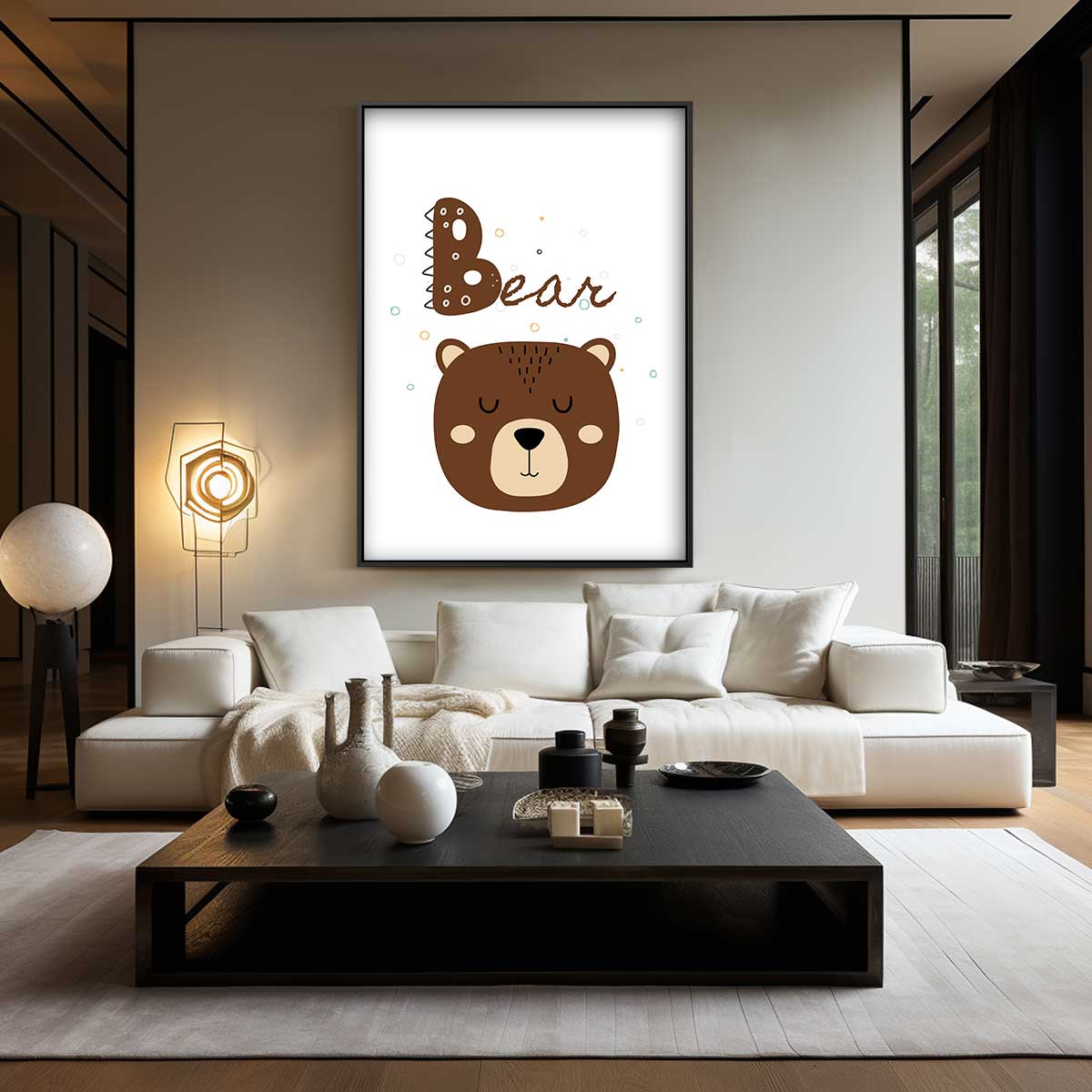 Dromerige Beer Kinderposter – canvas wanddecoratie in portret formaat