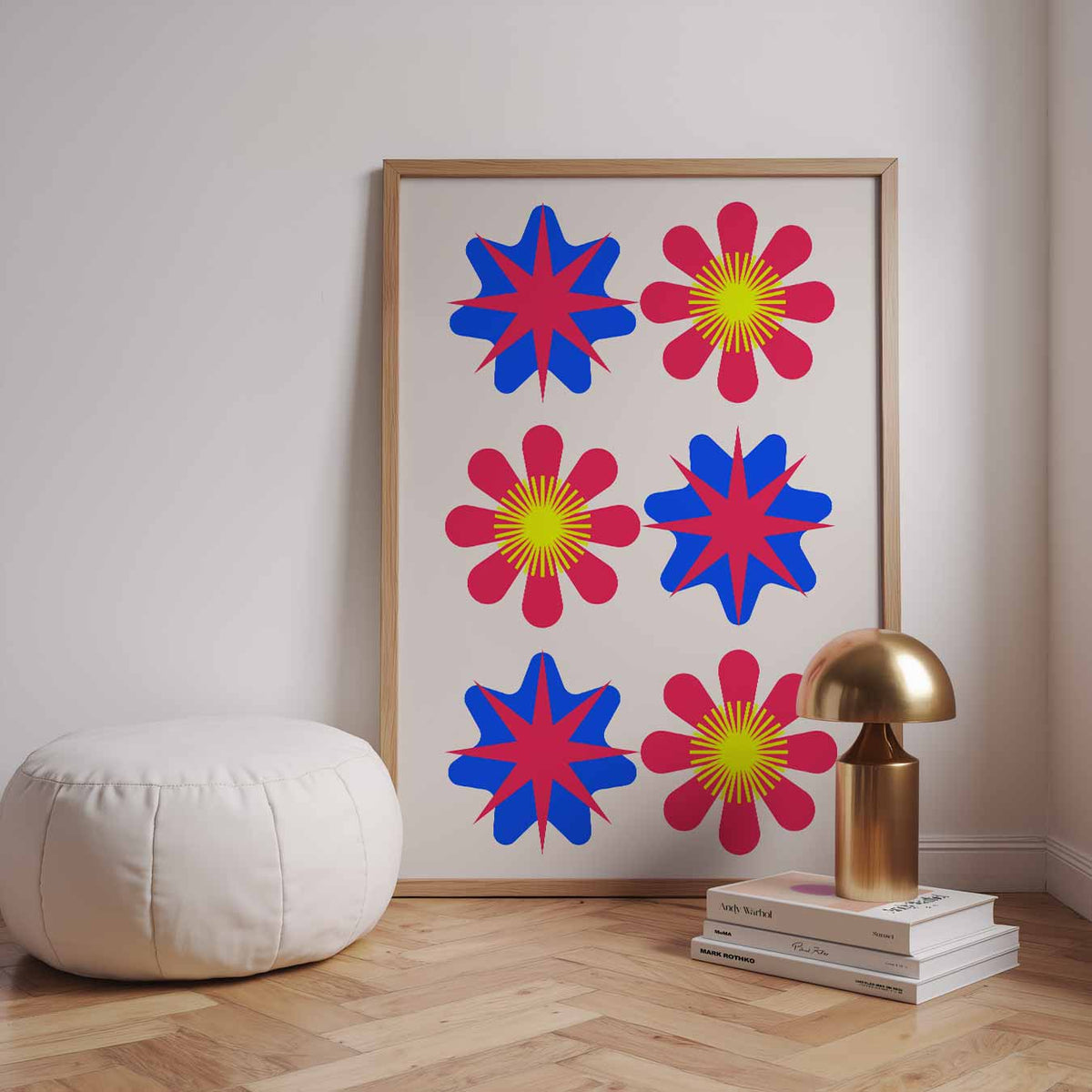 Bloemenexplosie – staande kleurrijke abstracte wanddecoratie van WallArtistic