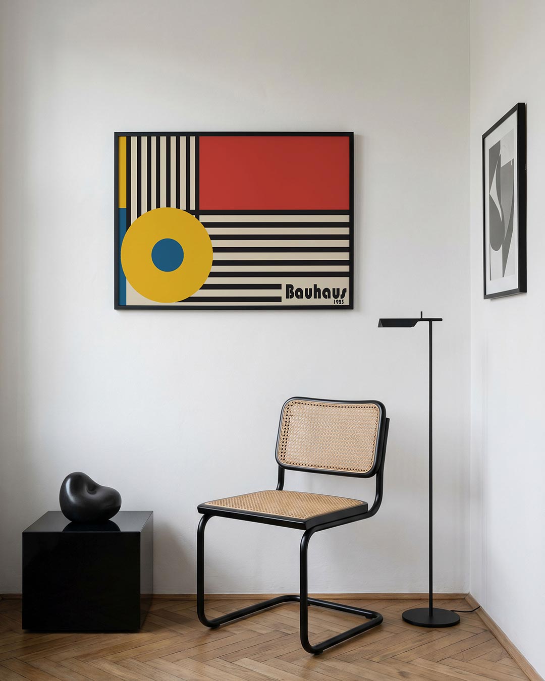 Lijnen en kleurvlakken – geometrische Bauhaus poster in liggend formaat