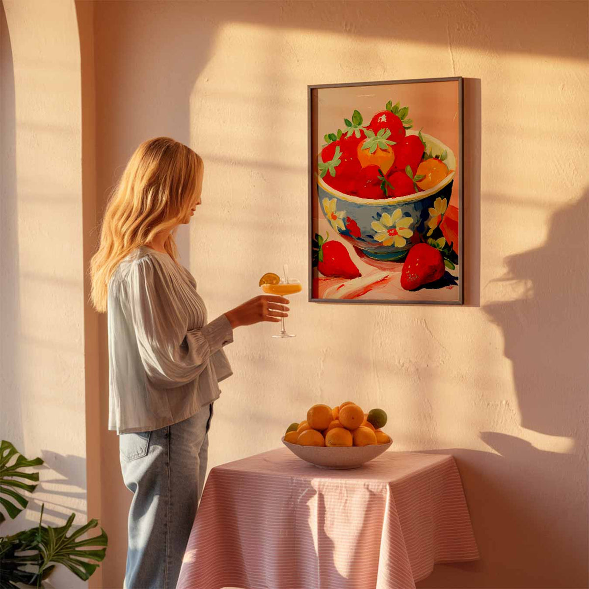 Zomerse Aardbeien – keuken poster als sfeervolle staande wanddecoratie