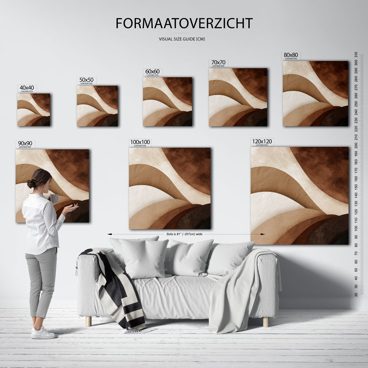 Abstracte golvende vormen – vierkante muurposter met abstracte vormen