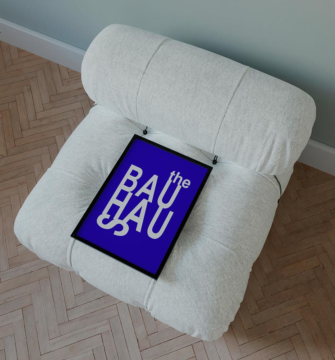 Typografisch spel – staande Bauhaus poster voor aan de muur