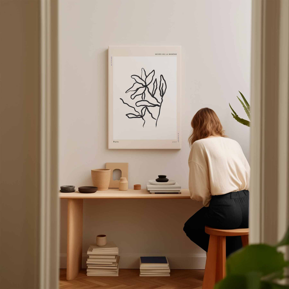 Organische Lijnen Kunstprint – modern portret kunstwerk van WallArtistic