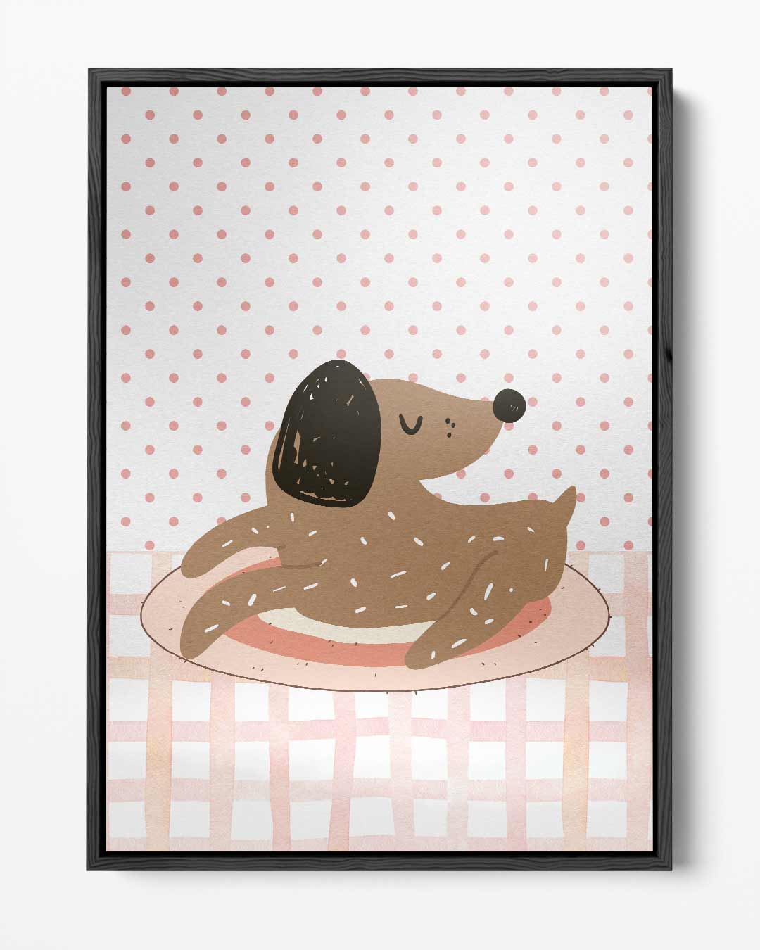 Schattige Slapende Hond – portret kunstwerk als wanddecoratie