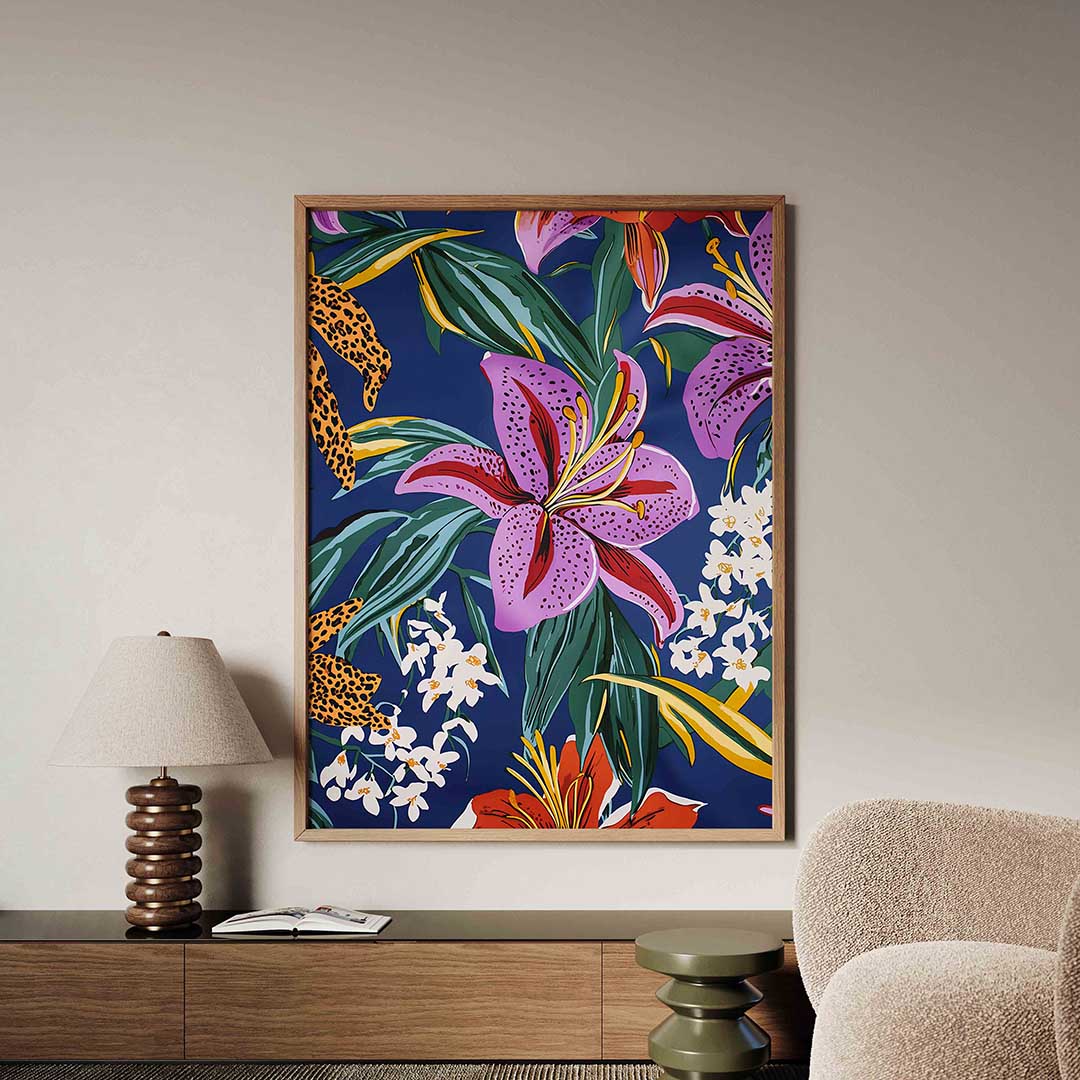 Bloemen en bladeren – tropische jungle poster in staand formaat