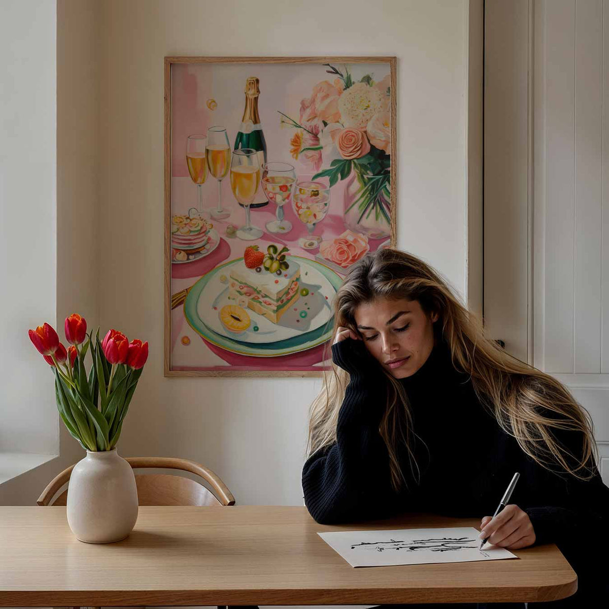 Romantische Brunch Tafereel – keuken portret poster, afbeelding 7