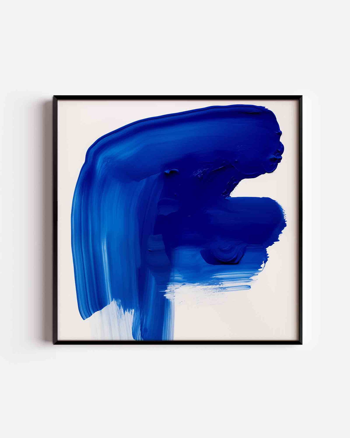 Blauwe penseelstreek – vierkante poster met kleur en vormen als wanddecoratie