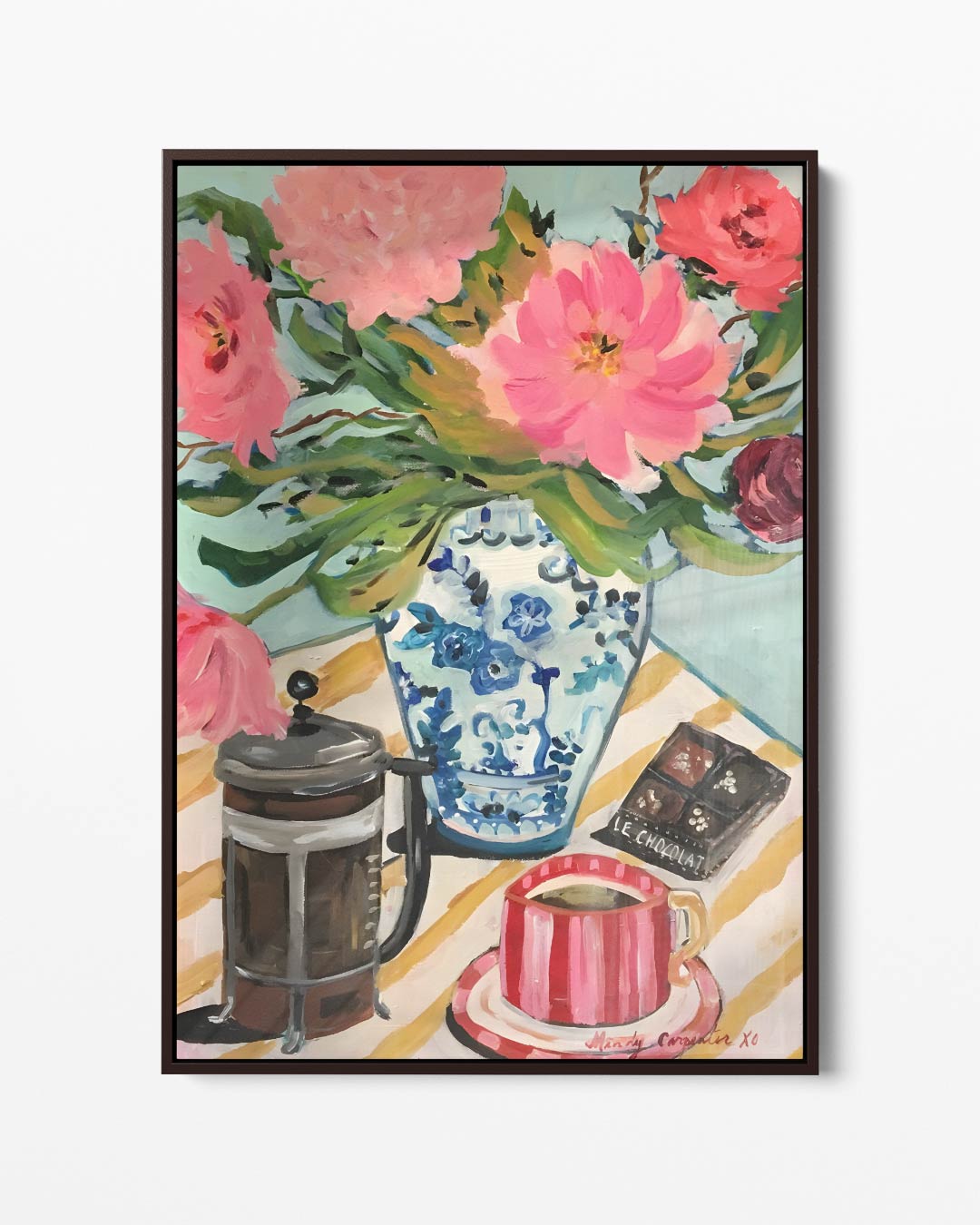 Bloemen en Koffiemoment – portret kunstwerk als wanddecoratie