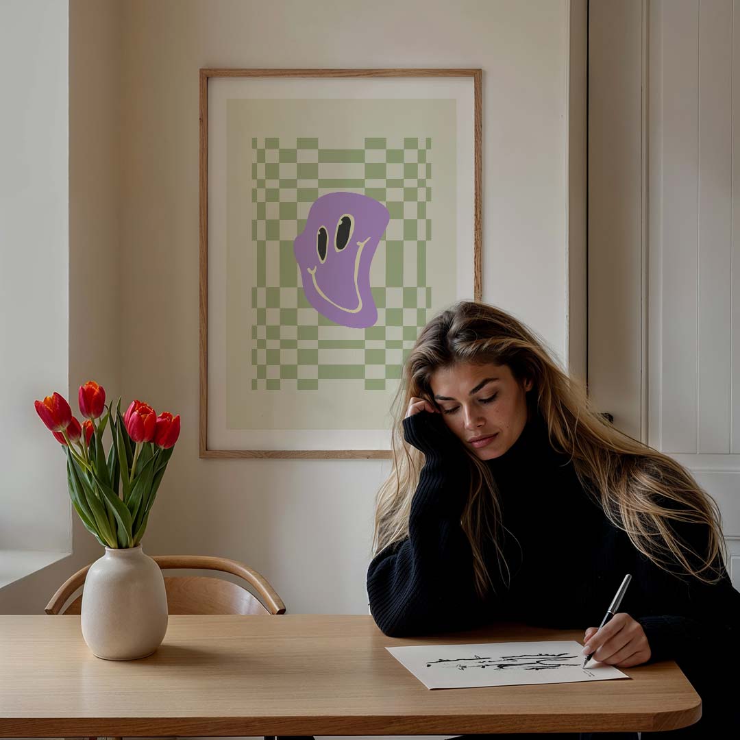 Vrolijke Gezicht Art – staande muurposter voor een modern interieur