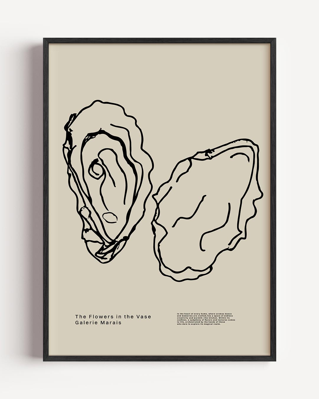 Minimalistische Oester Illustratie – keuken portret poster als wanddecoratie