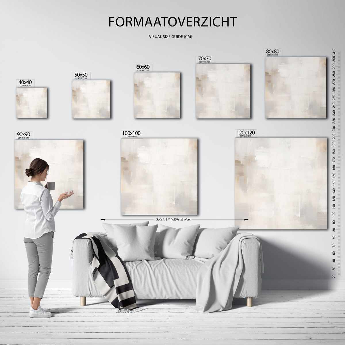 Abstracte beige textuur – vierkante muurposter met abstracte vormen