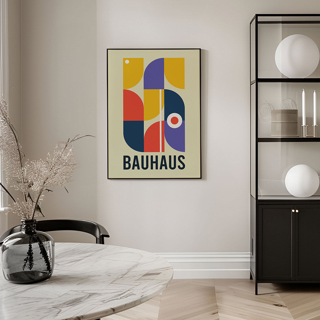 Vormen en vlakkenspel – geometrische Bauhaus poster in staand formaat