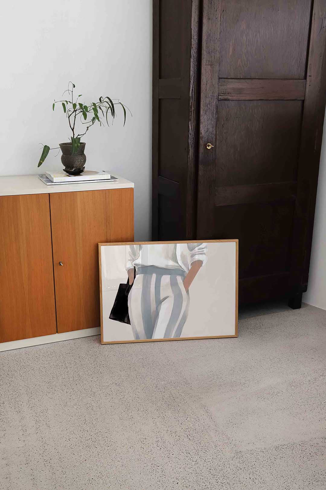 Modefiguur met tas – hedendaagse illustratie als liggende poster