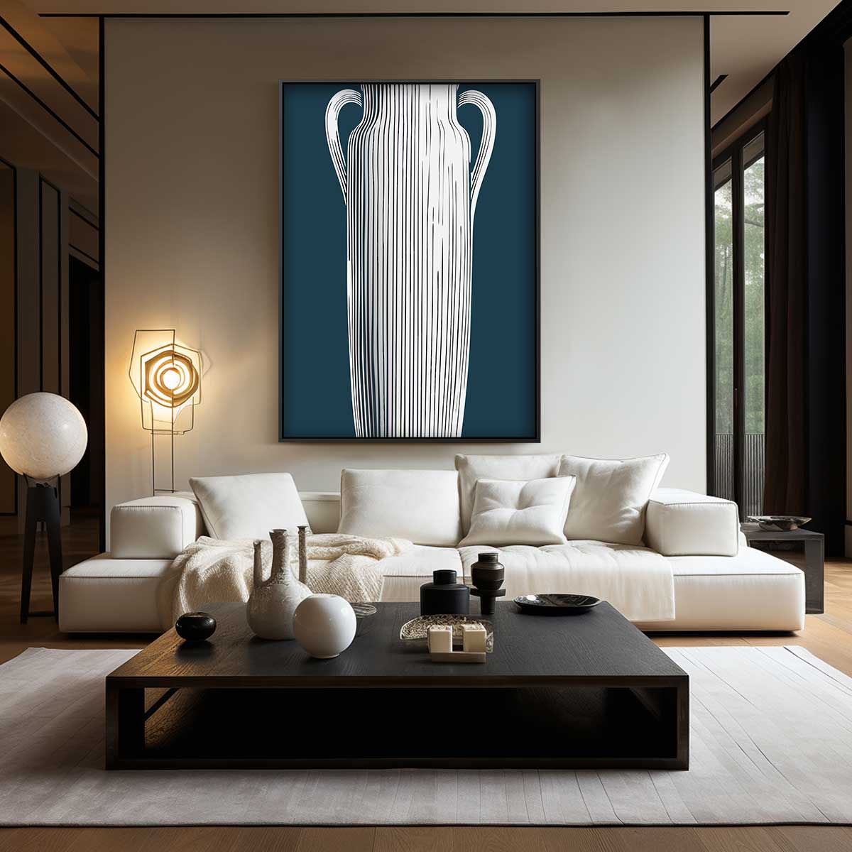 Elegante Gestreepte Vaas – staand kunstwerk voor modern interieur