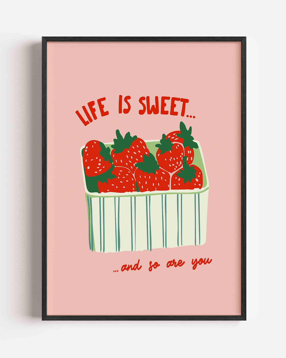 Aardbeien in mand – keuken portret poster als wanddecoratie