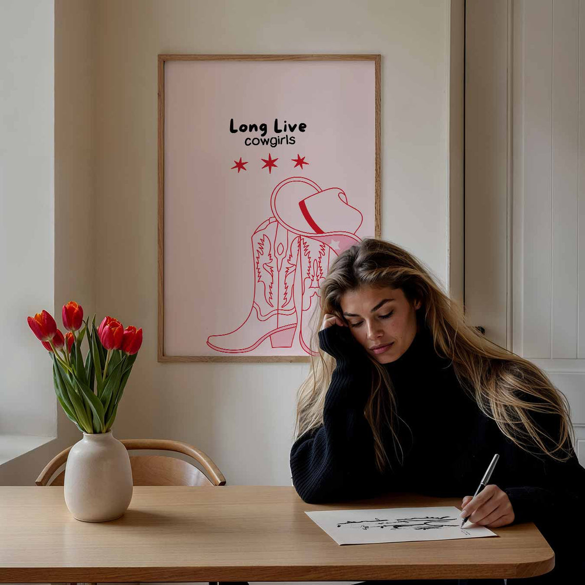 Stoere Cowgirl – paasposter in staand formaat