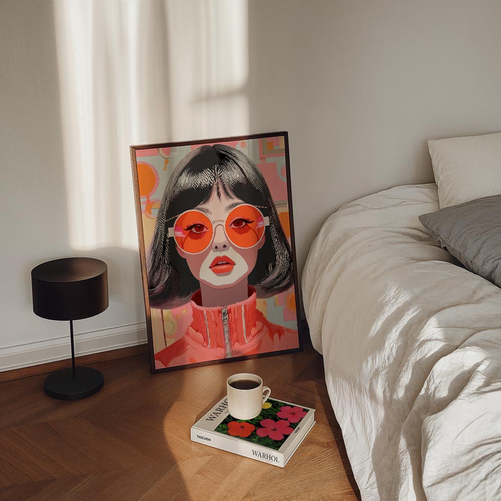 Retro Vrouw met Zonnebril – staande Popart wanddecoratie van WallArtistic