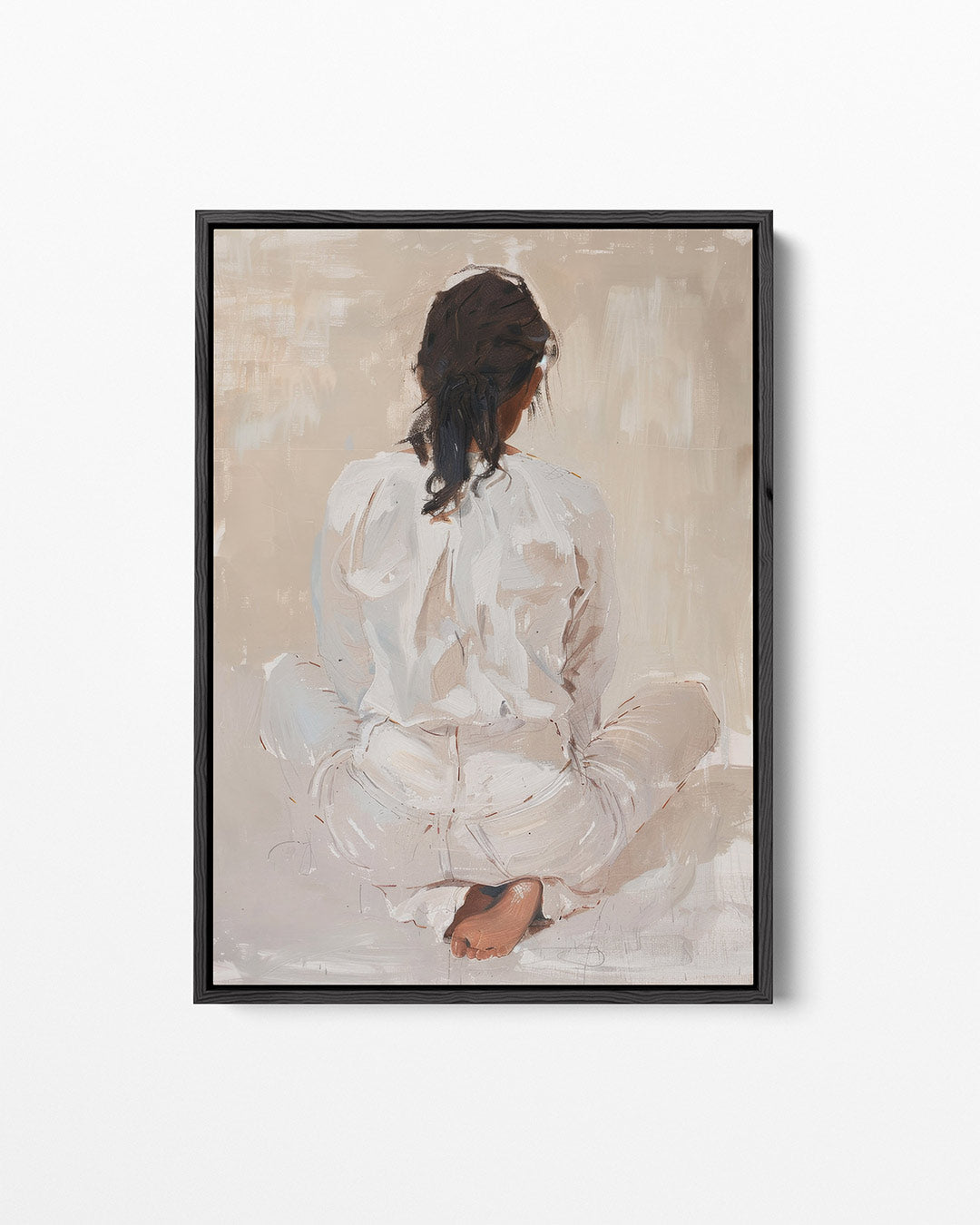 Zittende vrouw rugaanzicht – staand wanddecoratie kunstwerk