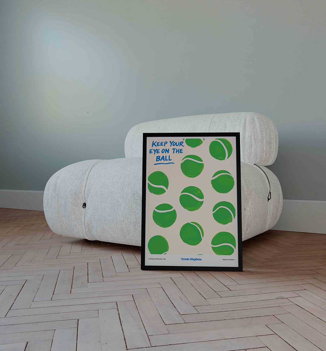 Tennisballen patroon – Streetart wandkunst als portret poster