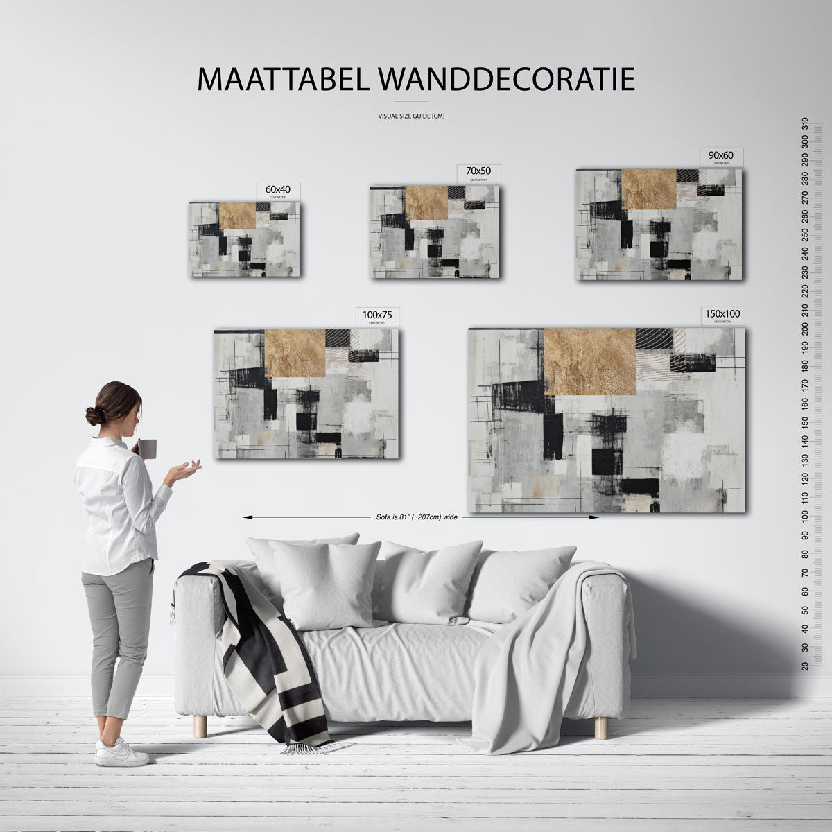 Geometrische compositie – Abstract kunstwerk – moderne liggende wandkunst