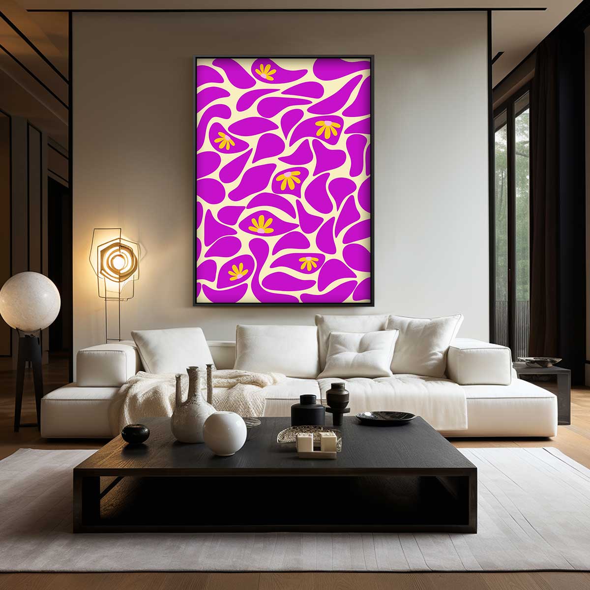 Vrolijke Bloemen Abstract – dibond wanddecoratie in staand formaat