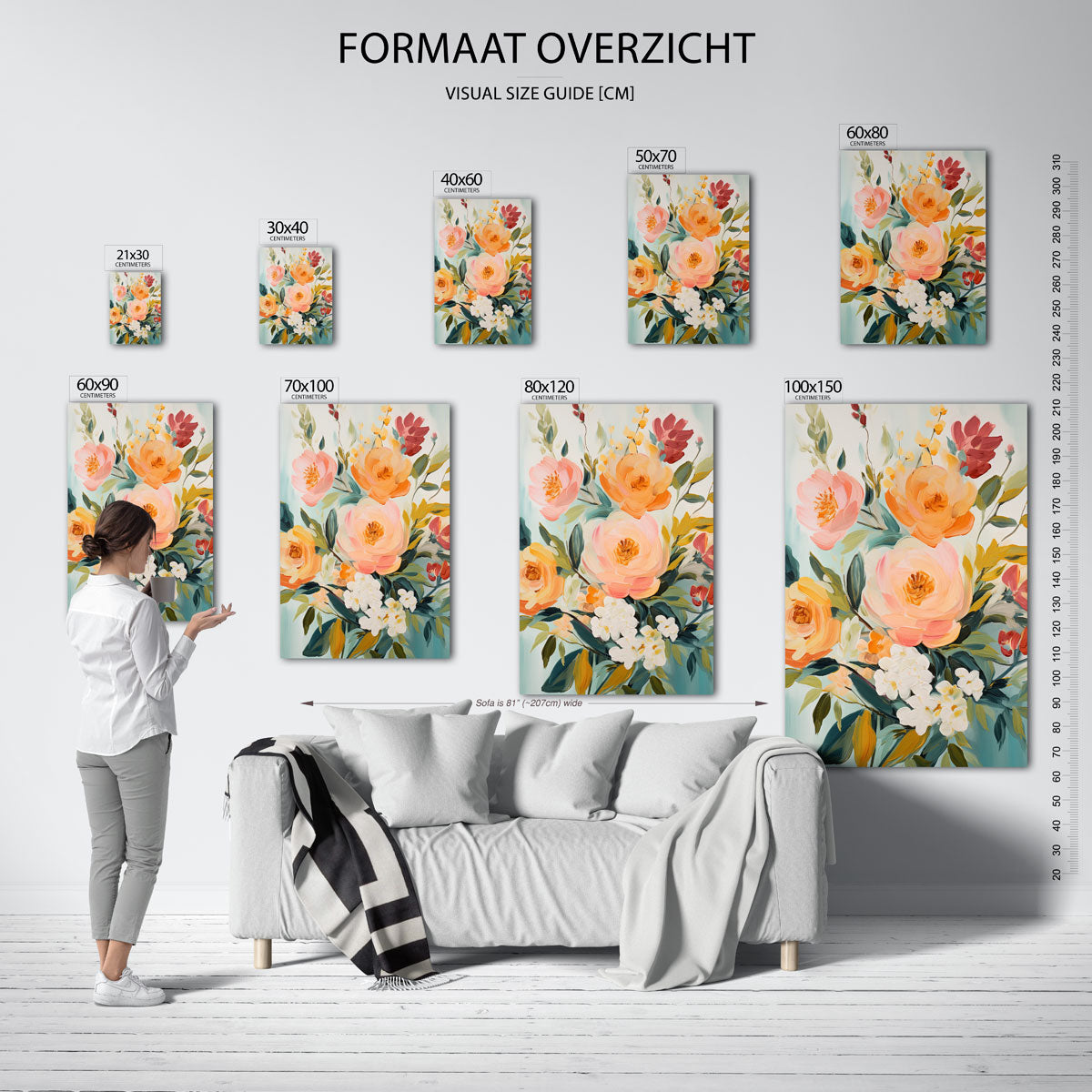 Bloemenboeket – staande muurposter met bloemen