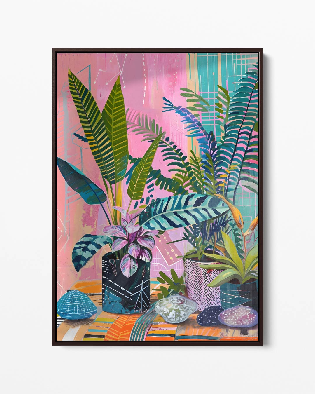 Tropische Planten in Kleurexplosie – portret kunstwerk als wanddecoratie