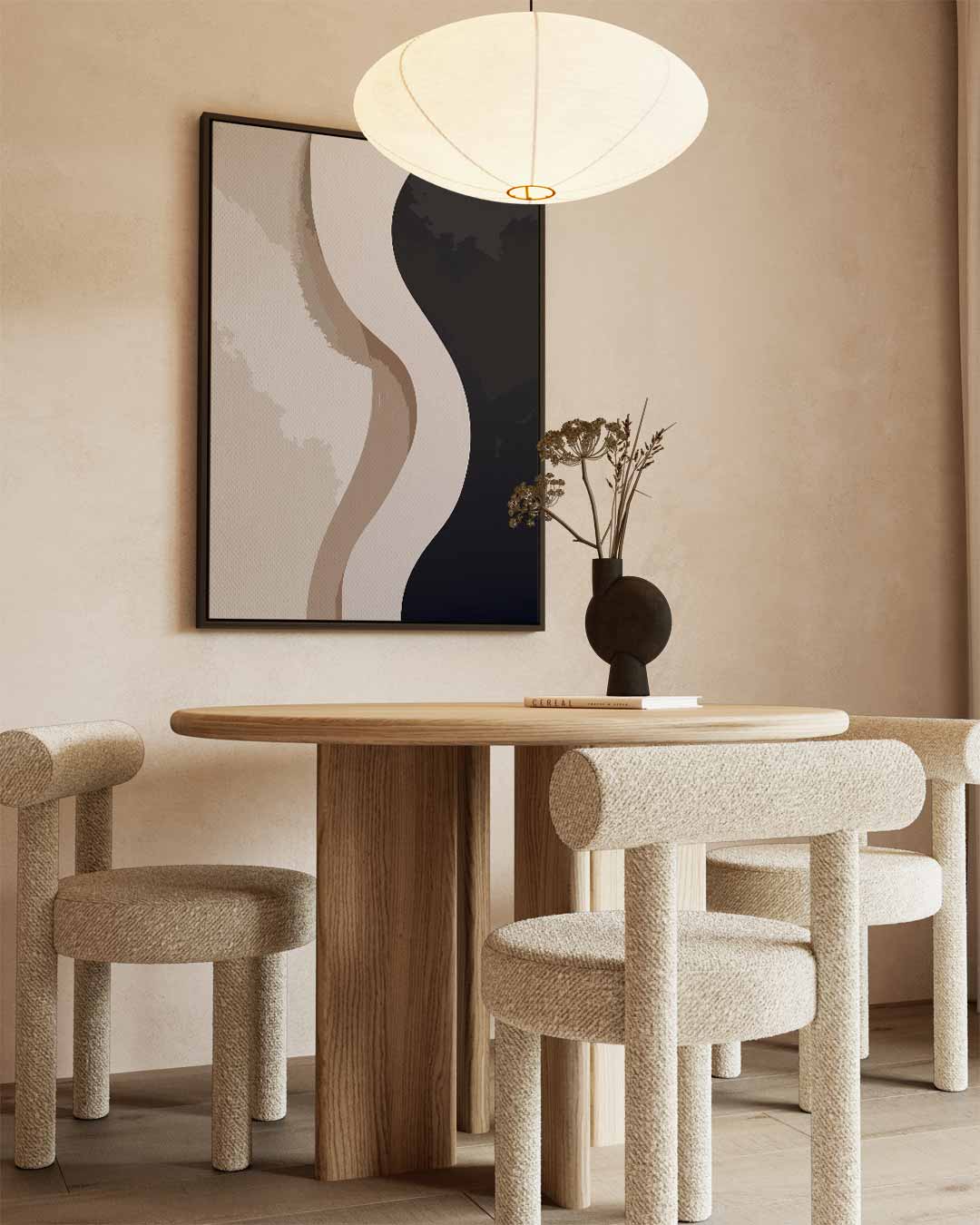 Golvende Abstractie – kunstwerk met zwarte baklijst