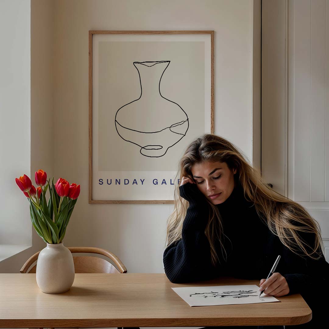Minimalistische Kunstvaas – culinaire wandkunst als portret poster