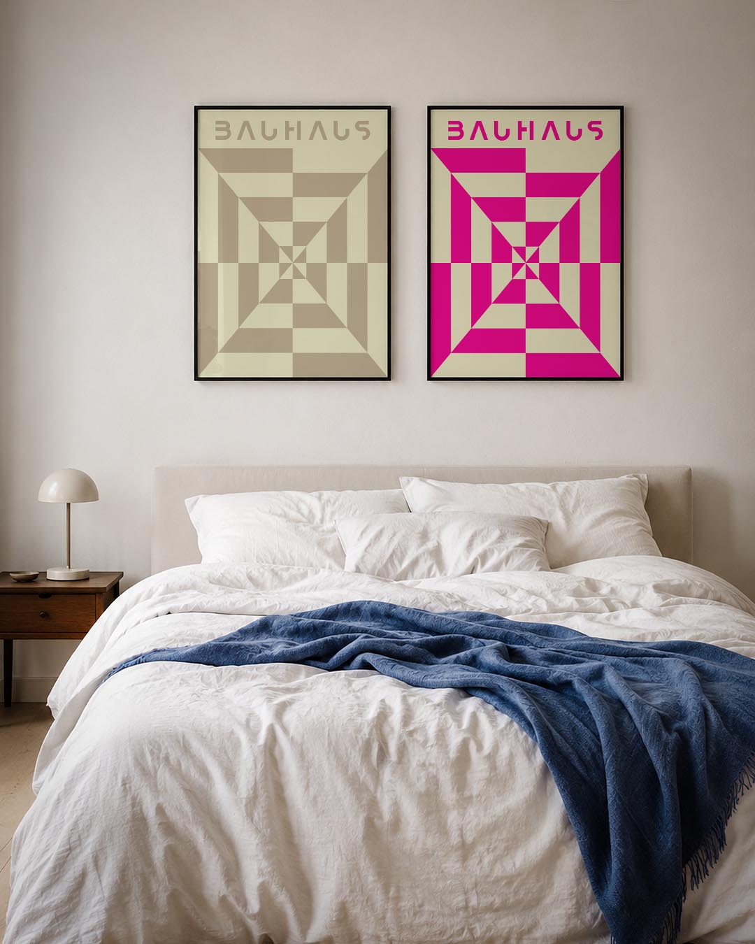Vorm en balans Posterset-Bauhaus-geïnspireerde geometrische posters in een modern interieur