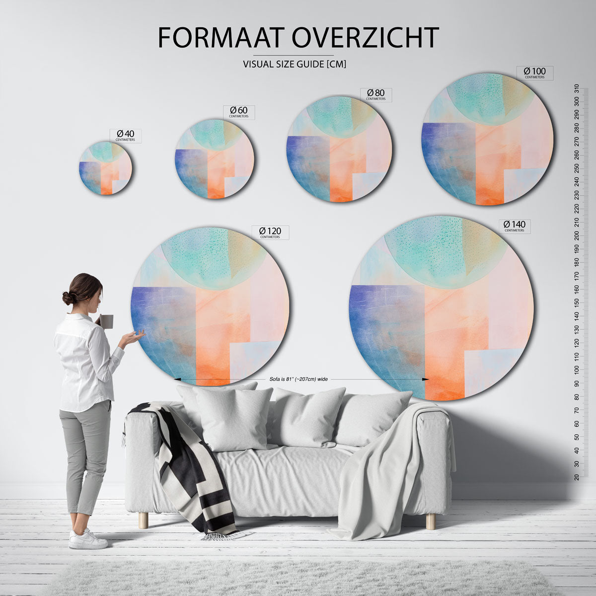 Abstracte vormen – abstracte wandkunst met textuur als muurcirkel