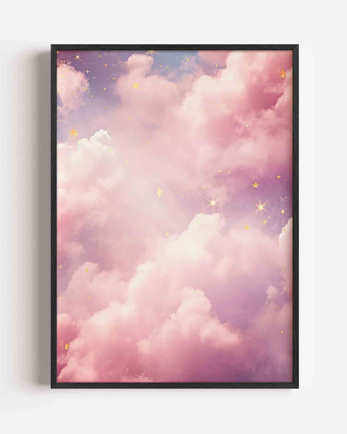 Roze wolken en sterren – Kunst & Design poster als staande wanddecoratie