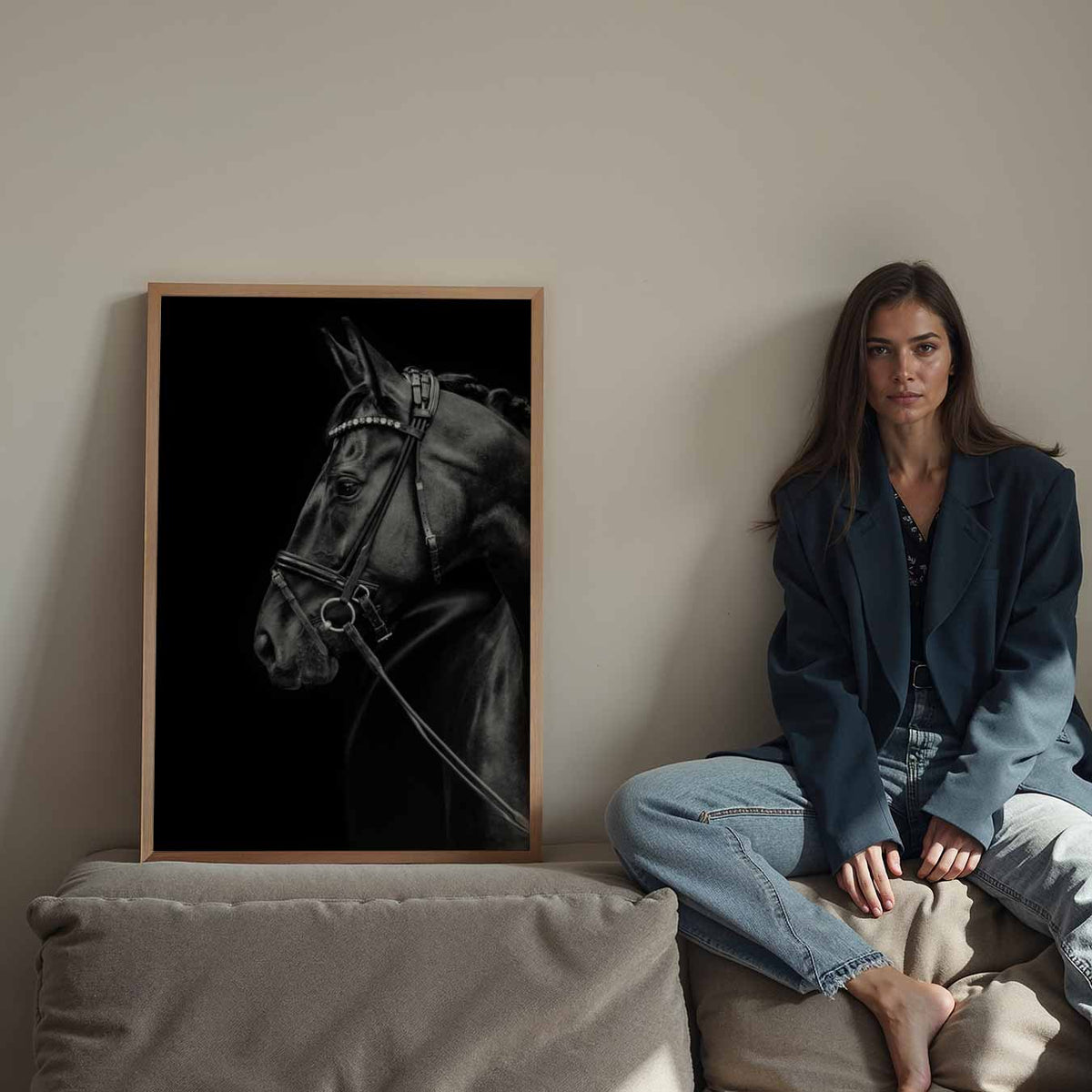 Zwart Paard – Streetart wandkunst als portret poster