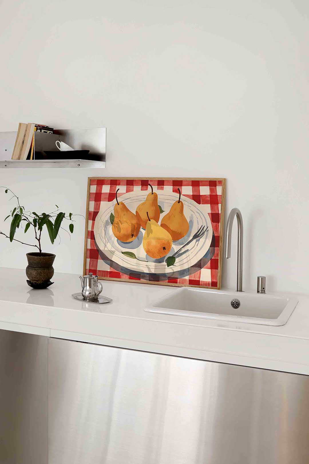 Peren op bord – keukenposter in liggend formaat