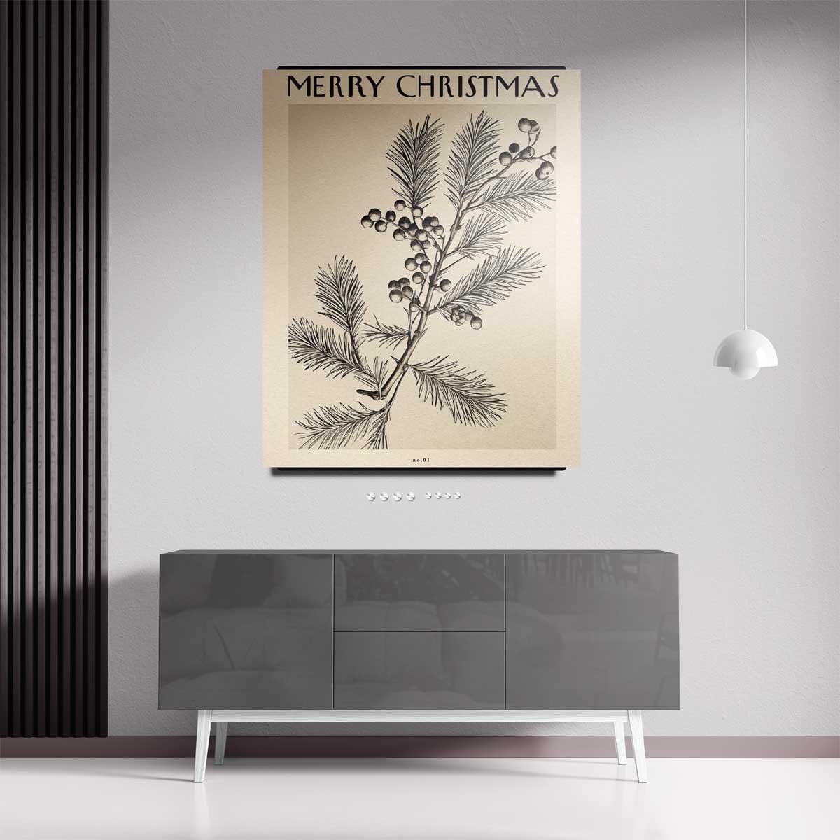 Vintage Kersttak Illustratie – staand kunstwerk voor modern interieur