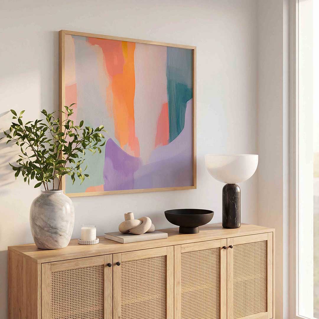 Abstracte kleurencompositie – kleurrijke poster in vierkant formaat