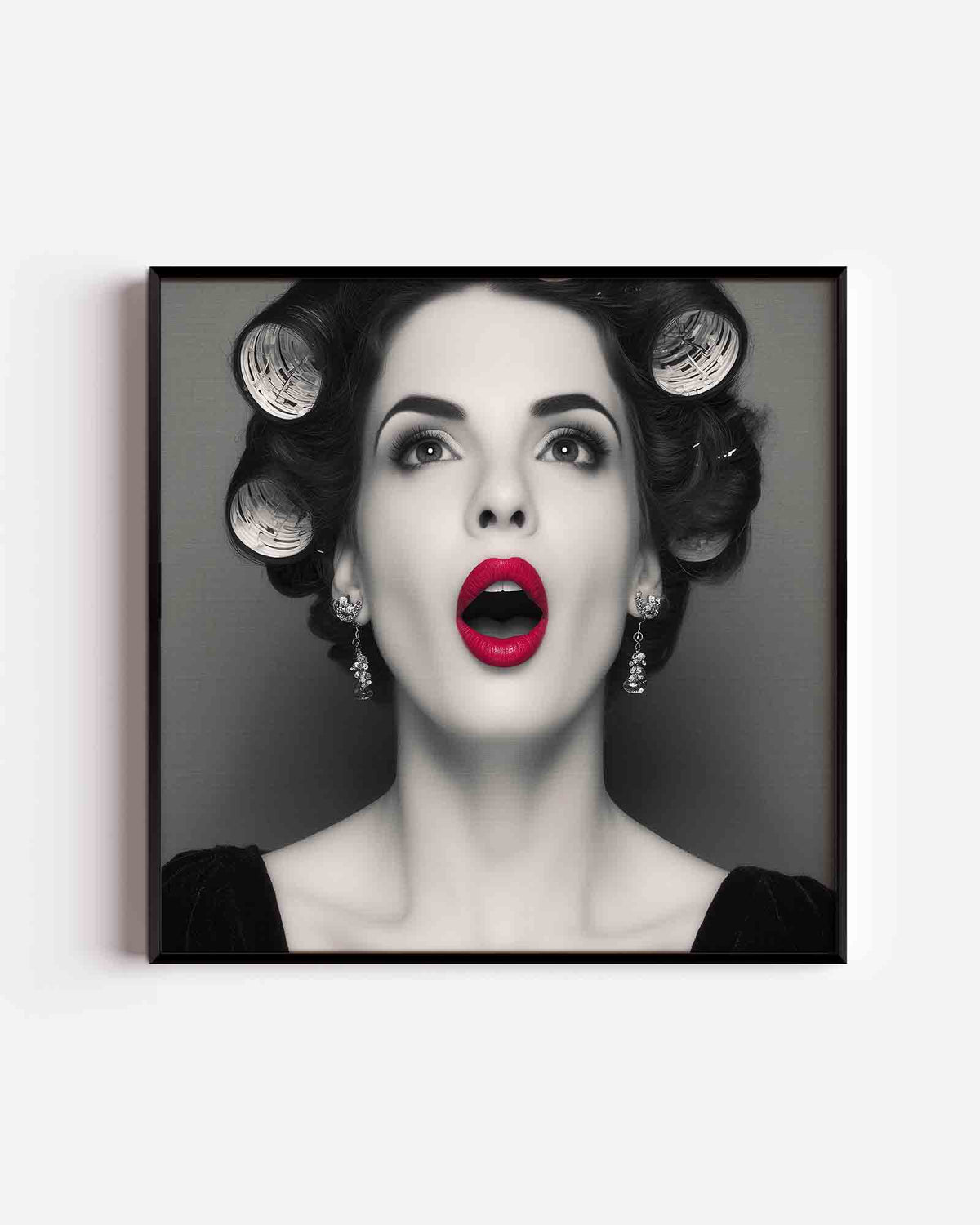 Vrouw met rode lippen – Pop Art vierkante poster als wanddecoratie