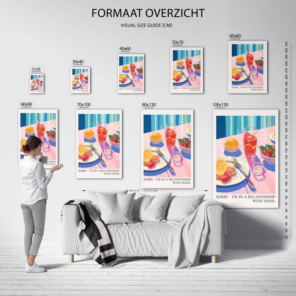 Fruit en drank op tafel – staande muurposter voor keuken of eethoek