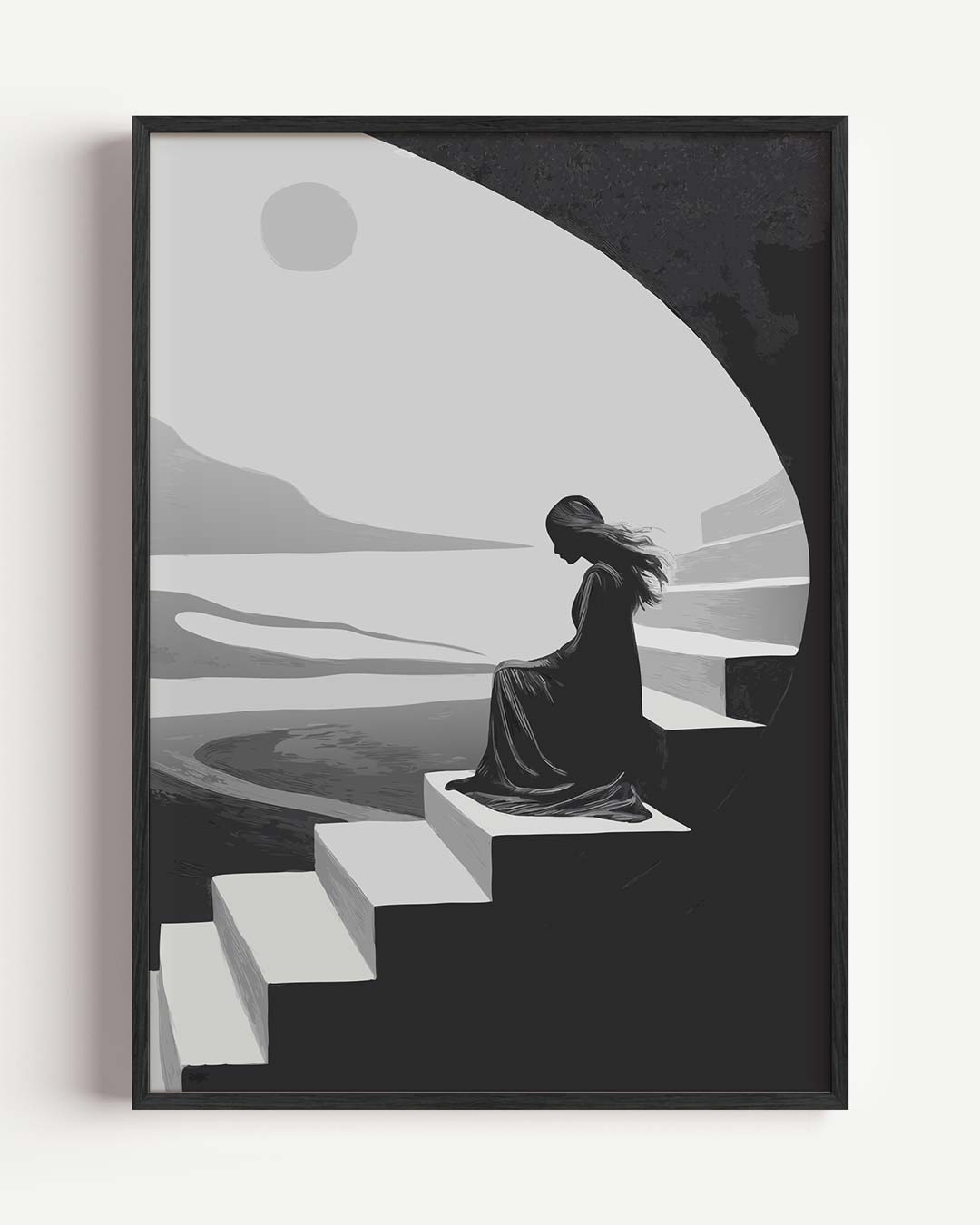 Dromerige Zwart-Wit Landschapsposter – zomer portret poster als wanddecoratie