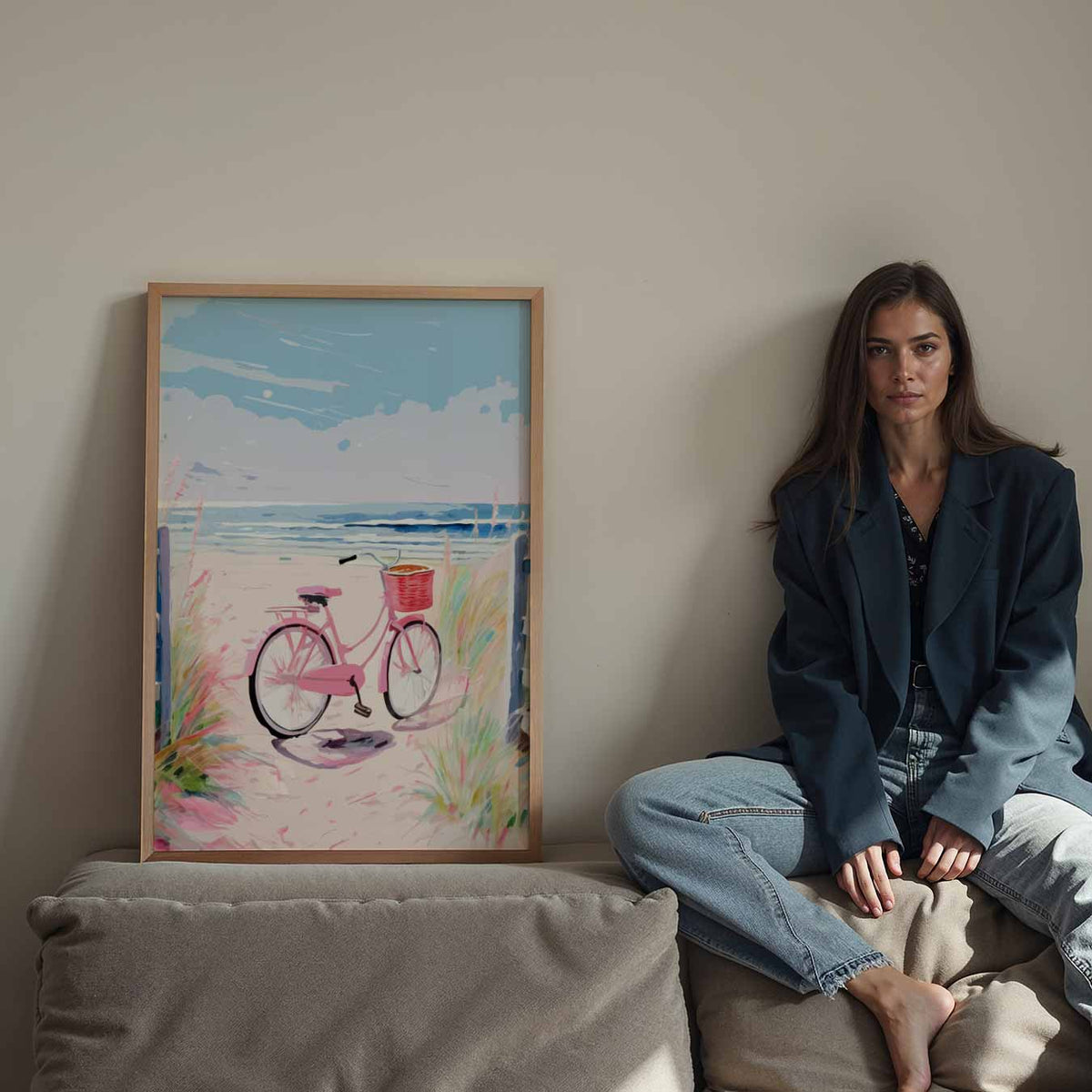 Zomerse Strandfiets – Streetart wandkunst als portret poster