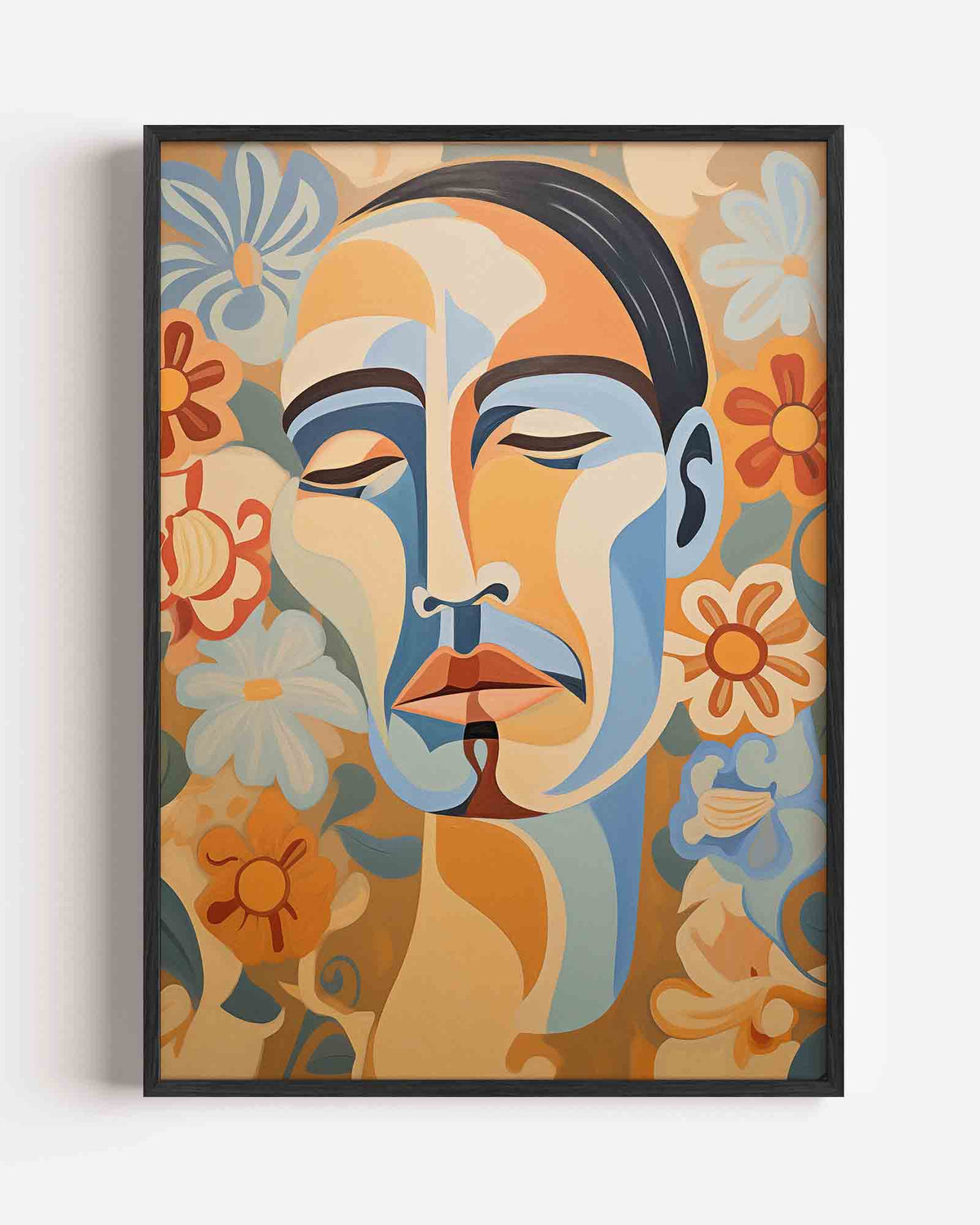 Abstracte gezichten en bloemen – botanische portret poster als wanddecoratie