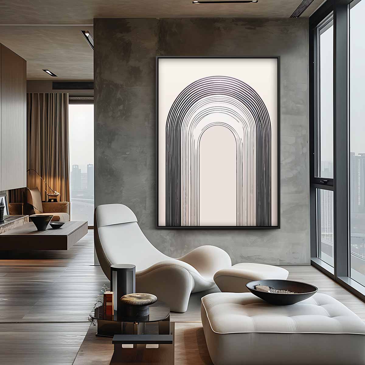 Abstracte Booglijn – canvas wanddecoratie in portret formaat
