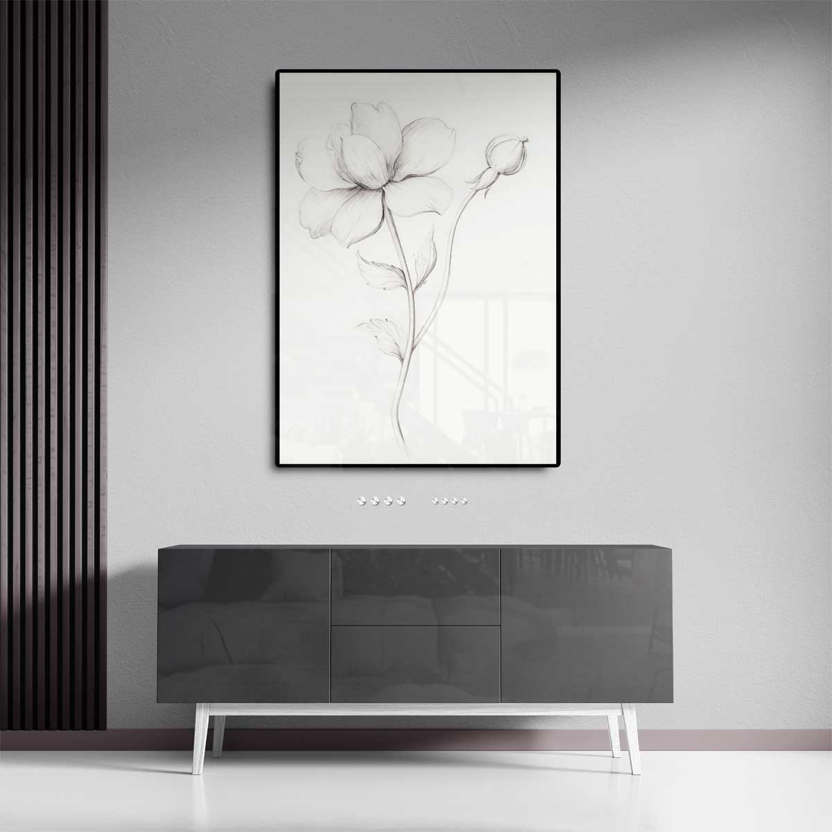 Elegante Bloemen Schets – plexiglas kunstwerk als wanddecoratie