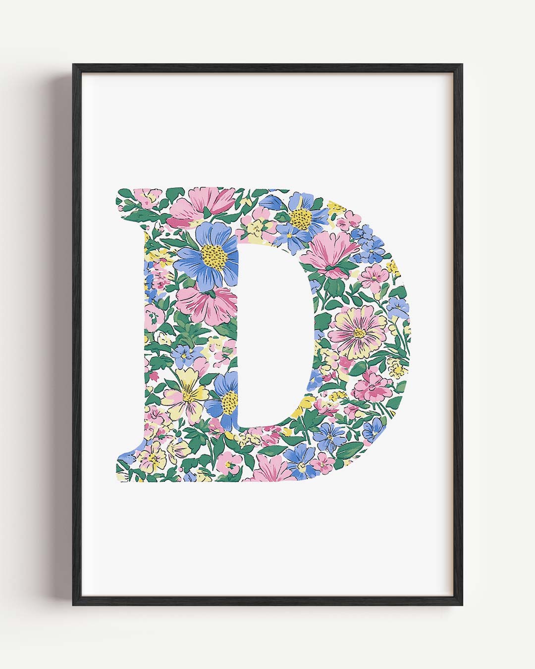 Bloemen Initialen – kids portret poster als wanddecoratie